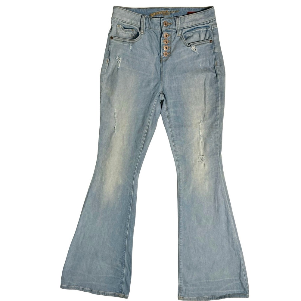 Arizona Women's Jeans Juniors Size 3 Flare Jeans Y2K Mid Rise Button Fly